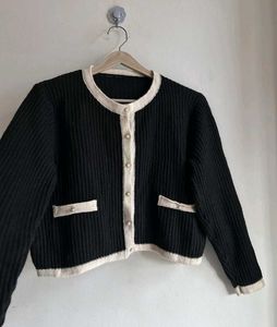 Black Cardigan with Trim