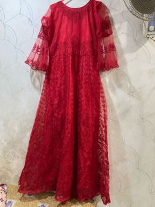 Red Embellished Ethnic Gown
