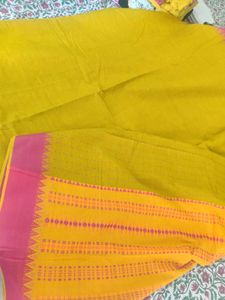 Green Yellow &amp; Pink Saree