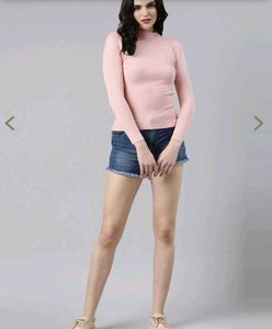 Pink Turtle Neck Long Sleeve Top