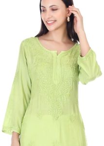 Lime Green Embroidered Kurti