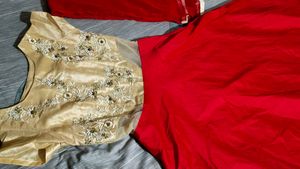 Red And Cream Anarkali Kurta Set