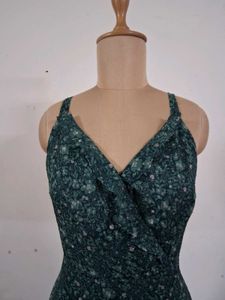 Faballey Wrap Front Green Floral Maxi Dress
