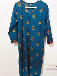 Blue Floral Motif Kurti From Ahika