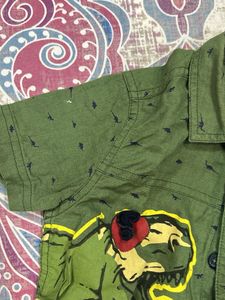 Boys Outfit: Jeans &amp; Green Button-Down Shirt