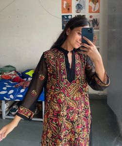 Embroidered Black Kurta