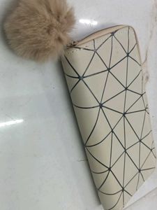 Geometric Wallet w/ Pom Po