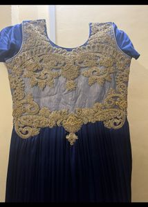 Arbia Ethnic Gown With Golden Work And Frills