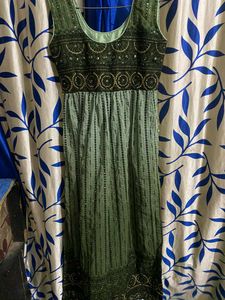 Olive Green Embellished Dress