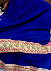 Saree Double Colour With Blouse Beautiful Looking