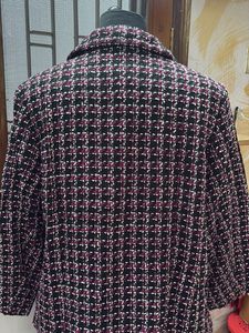 Plus Size Checkered Tweed Jacket