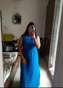 Blue Polka Dot Maxi Dress