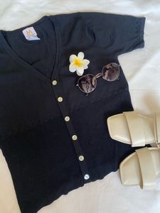 Black Button-Down Top