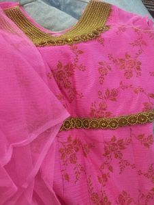 Pink Floral Anarkali Suit Set🌸💖