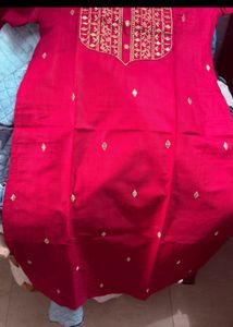 Orange Embroidered Kurta Set