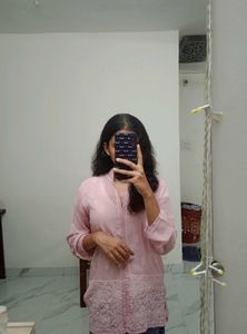 Pink Embroidered Kurti