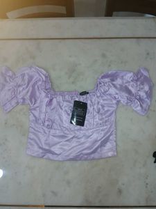 Lilac ruched crop top