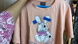 Pink Bunny Graphic Crop Tee