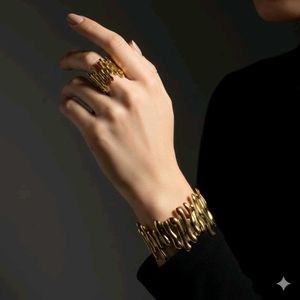 Gold Drip Bracelet &amp; Ring Set