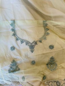 Pista Green Semi Stitched Lehenga