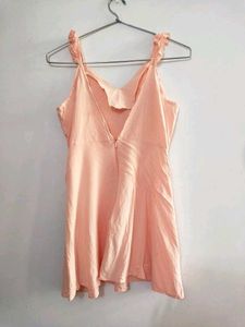 Peach Dress with ruffle strips