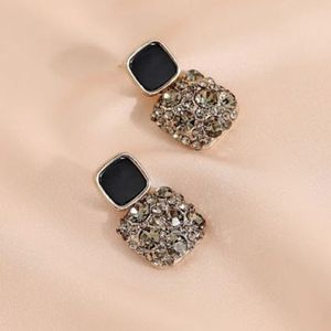 Square Rhinestone Drop Earrings