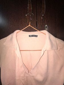 Zara Ribbed Polo Top