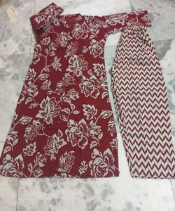 A Red Burgandi Kurti 2 Piece