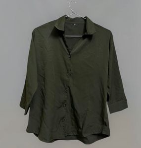 Olive Green Button-Down Shirt