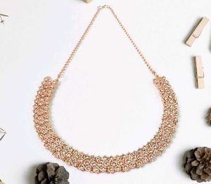 Rose Gold Rhinestone Statement Necklace