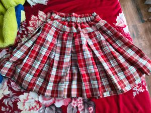 Red Plaid Pleated Skirt