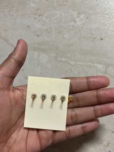 White And Golden Diamond Earrings