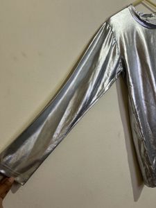 Stylish Silver Long Sleeve Top