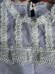 Lavender Check Top With Lace
