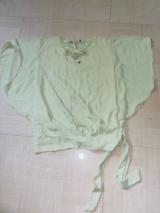 Elegant Sage Green Butterfly Sleeve Top
