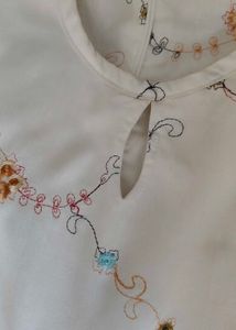 A Embroidery Design White Vintage Dress