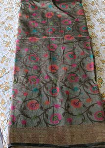 Olive Weaved Cotton Saree