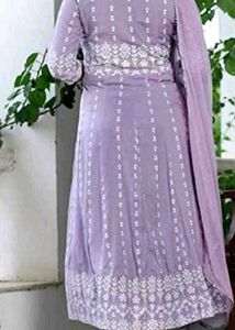 Lavender Anarkali 3 PC Suit