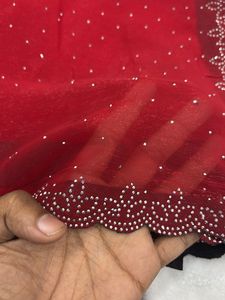 Elegant Red Embellished Saree