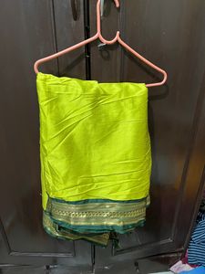 Kolhapuri Lemon Green Paithani Style cotton silk saree