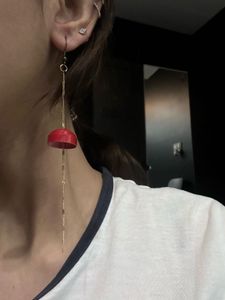 Red And Gold Dangling Earring