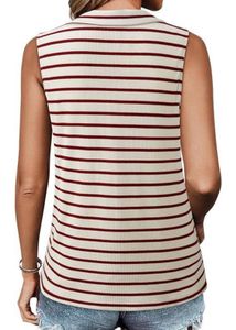 Striped Sleeveless Polo Top