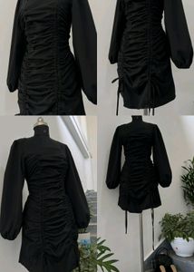 LBD Black Dress With Ruched Laces