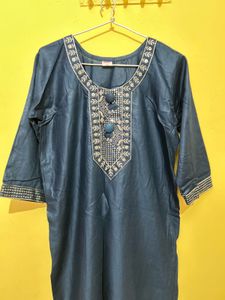 Teal Embroidered Kurti