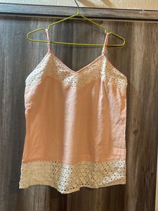 Pink Lace Trim Cami Top