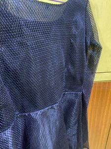 Navy Blue Mesh Dress