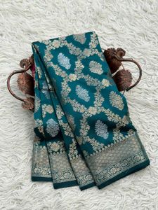 Elegant Teal Banarasi Saree