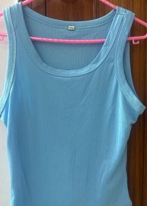 Blue Ribbed Tank Top