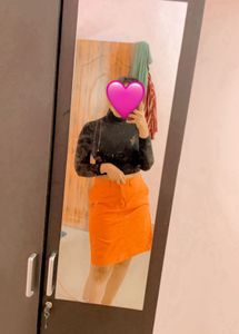 Orange Denim Skirt