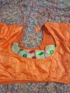 Orange Embellished Sari Blouse